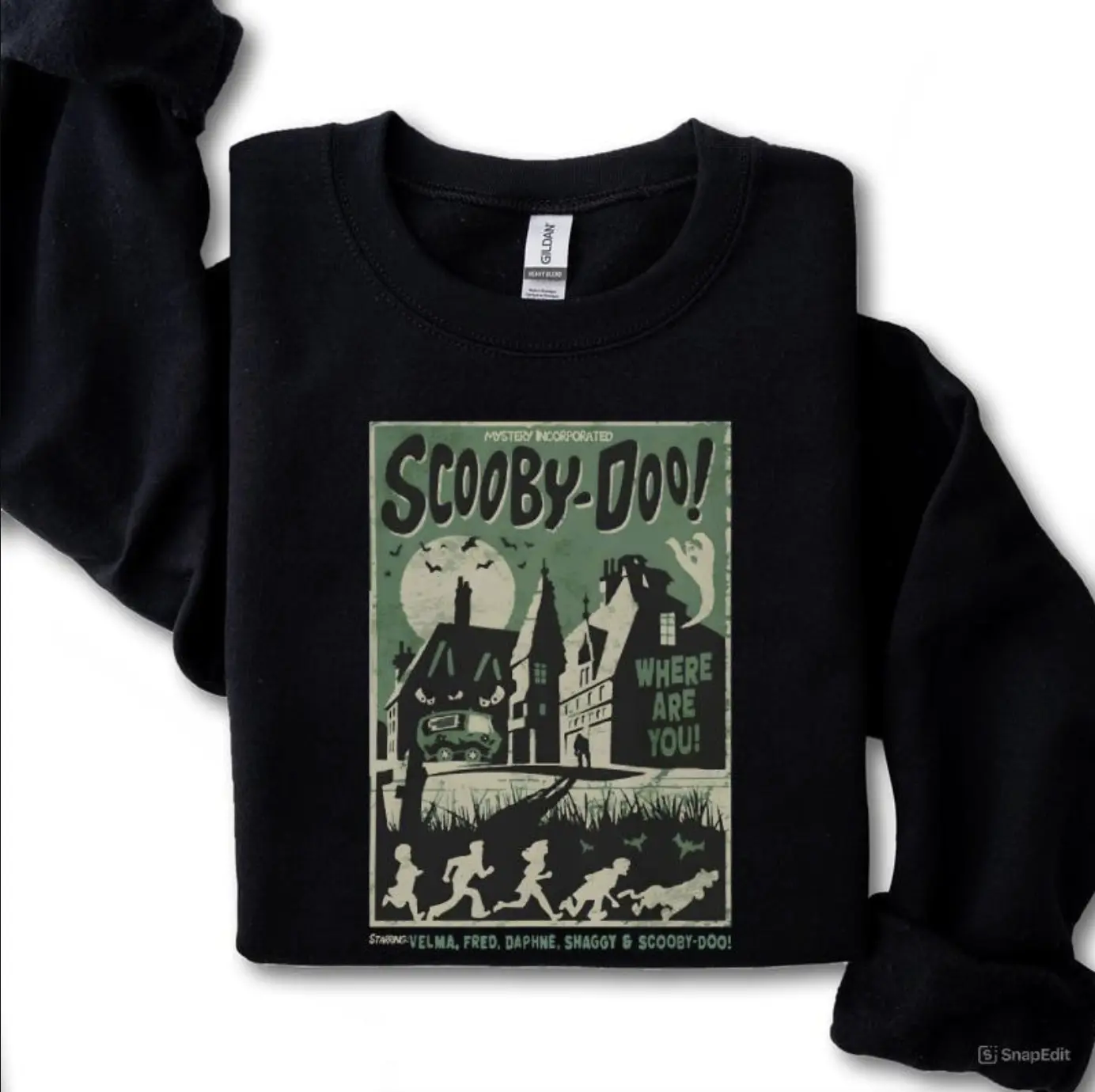 Scooby-Doo Mystery Incorporated Scary House Movie Poster Sweatshirt, Halloween Sweatshirt, 90s Movie Tee, For Men, For Women By Bellnova Supply