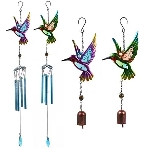 Metal Wind Chime Hanging Ornament — Painted Glass & Spray-Painted Craftwork — Courtyard & Garden Hanging Decor