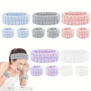 Face Wash Headband & Wrist Washband Set – Scrunchie Cuffs for Women & Girls