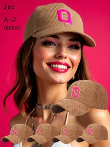1PC Custom Couples Letter Baseball Cap Adjustable with Unique Letter Pattern, Casual UV Protection Duckbill Hat for Outdoor Sports, Stylish School Campus Look