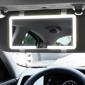 Car Sun Visor Vanity Mirror - Car Vanity Mirror with 3 Light Modes & 60 LEDs, Rechargeable Dimmable Touch Control Travel Makeup Mirror for Truck & SUV