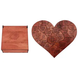 Wooden heart-shaped puzzle Valentine's Day gift, Valentine's Day romantic love heart-shaped puzzle box for romantic Valentine's Day gifts, unique love message, perfect Valentine's Day gift (2-piece set)