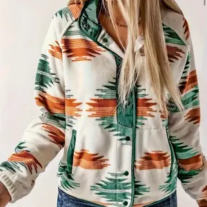 Stylish Aztec Print Fleece Jacket for Women - Coats - Womenswear fall sweater everyday womenswear