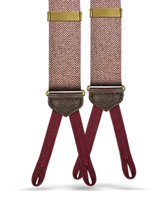 Holbrook Herringbone Wool Suspenders - Maroon