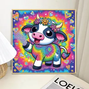 Cow Pattern DIY Diamond Arts Colorful Painting Kit, 5D Diamond Decor Painting by Numbers Kit, DIY Wall Art Decor