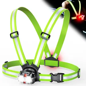 Running Lights for Runners 800LM, 6 Modes Running Light with 45°Adjustable Tilt, IPX5 Waterproof Rechargeable Visibility Reflective Vest for Night Walking/Cycling/Jogging, 4-25Hrs Runtime