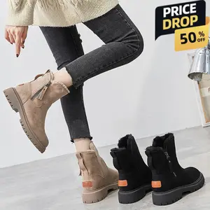 Women's Winter Fleece Snow Boots,Winter Waterproof Anti-Slip Orthopedic Boots,Non-Slip Side Zipper Ankle Booties