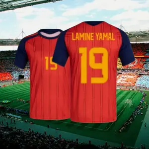 2026 Spain National Home and Away 19# Lamine Yamal Short Sleeve Soccer Jersey Fans Version Red