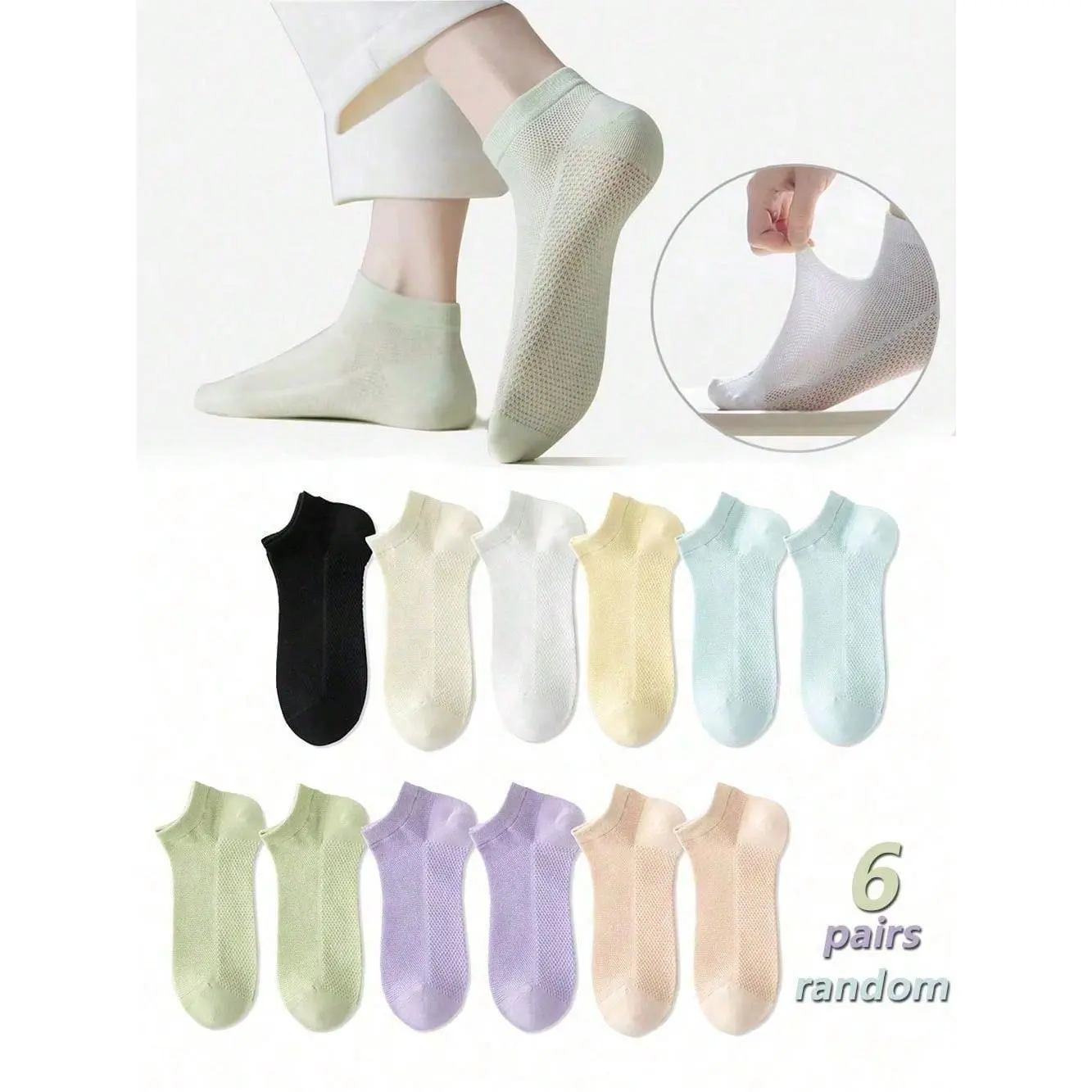 12 Pairs Of New Women's Short Socks, Thin Mesh Breathable Short Socks, Low Cut Colorful Spring And Summer Ankle Socks