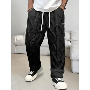 3-Pack Men's Double Sided Fleece Pants, Men's Warm Fuzzy Sweatpants, Men's Sherpa Lined Lounge Pants, Men's Winter Warm Trousers, Men's Plush Wide Leg Pants