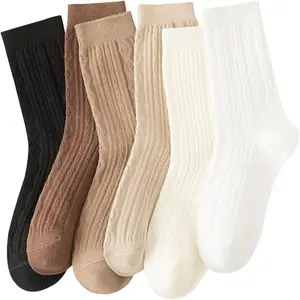 Women's Cute Crew Socks - Diamond Knit Cotton Boot Socks for Everyday Comfort