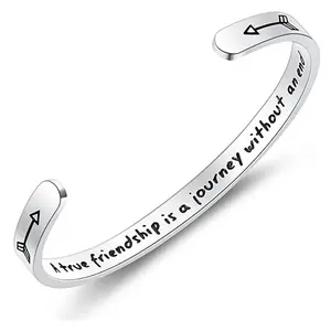 Women 6MM Stainless Steel Laser Engraved Bangle Custom Quote Bracelet Best Friend Birthday Graduation Keepsake Gift