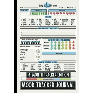Mood  Journal: A 6-Month Daily Mental  & Wellness Diary with Prompts for Relieving , Borderline Personality Disorder or Depression for Women & Teenage Girls - Paperback