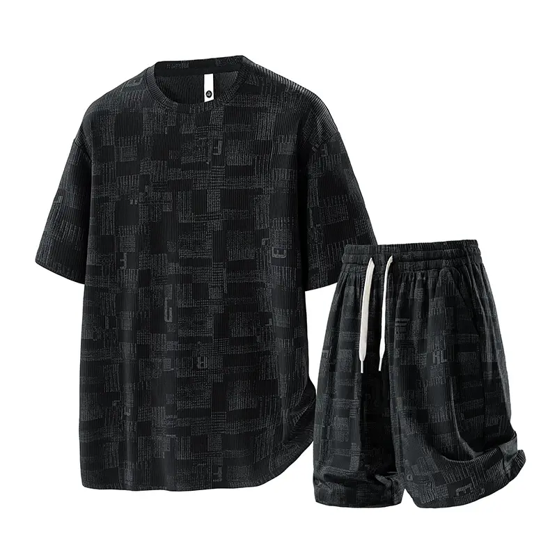 Men's Oversized 2-Piece Quick-Dry Breathable Summer Tracksuits Set - Loose-Fitting T-Shirt & Shorts Sportswear for Plus Sizes 6xl-8xl, 7xl Fashion Casual Men's Clothes