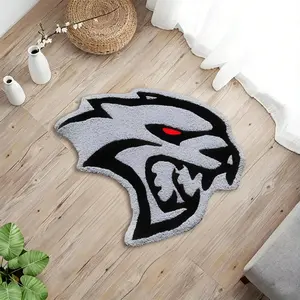 Unique Eye Beast Head Rug, Contrast Plush Mat, Anti-Slip Floor Pad for Living Room, Gaming Room Decor