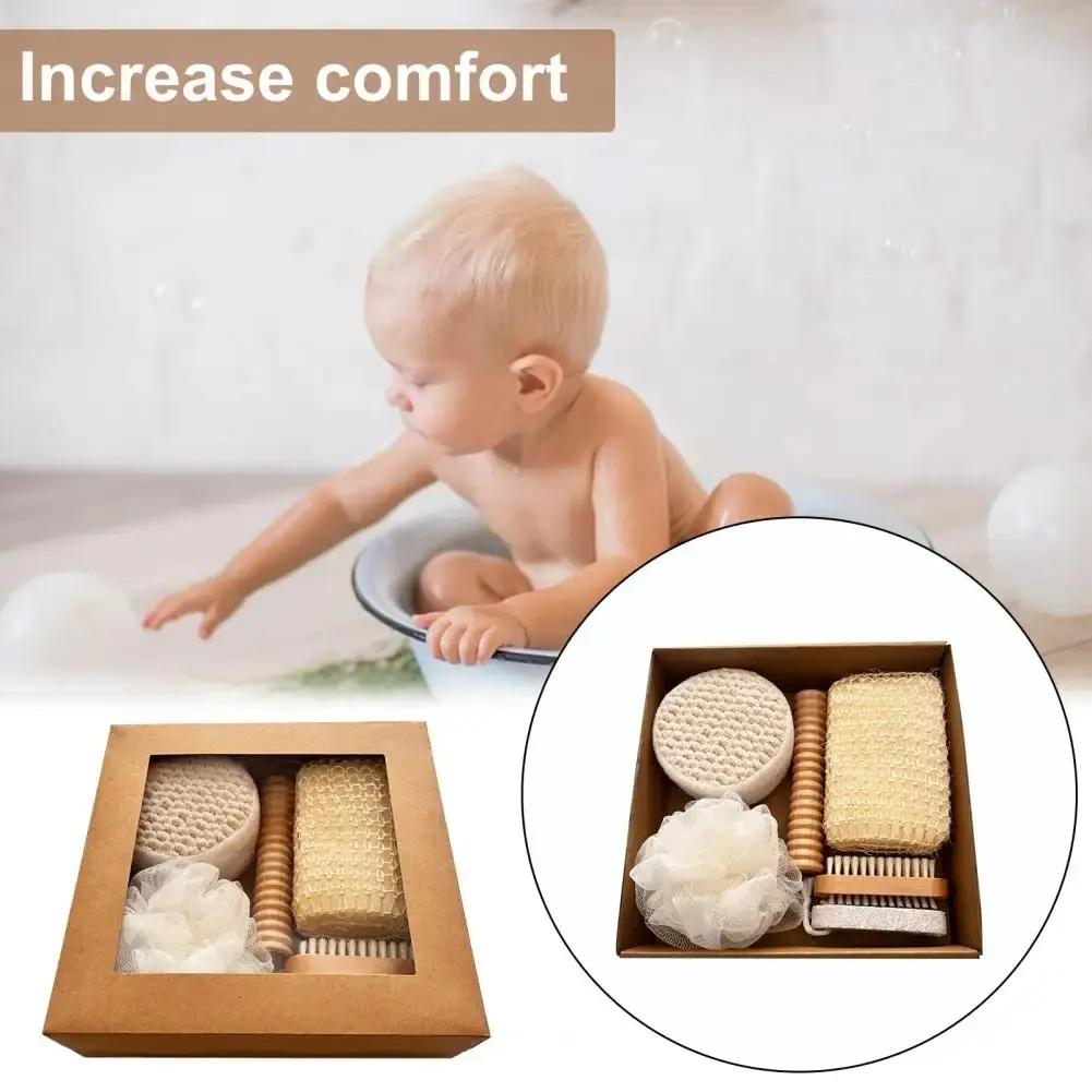 Seven-piece bath set including a bath towel, bath brush, foot stone, jute bath flower, gift box for holidays, Spa Set