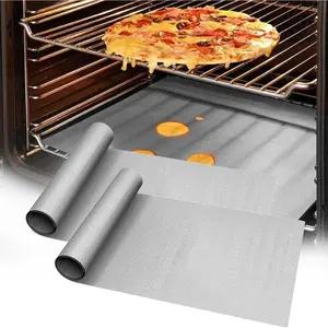 2 Pack Thickened Silver Oven Liners for Bottom of Oven BPA & PFOA Free, Reusable 16x24 Inch Heavy Duty Non Stick Teflon Oven Mats,