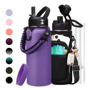 32oz Insulated Water Jug, Gallon Stainless Steel Flask Water Bottle - Big Water Jug with Straw & Spout Lid, Cold-48h Hot-24, Leak Proof, 32/40/64/128oz