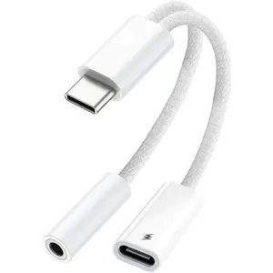 USB C to 3.5mm Audio Adapter 2 in 1 USBC to Headphone Jack Adapter with PD   Dongle  Type C to Aux for  17 16 15, Galaxy
