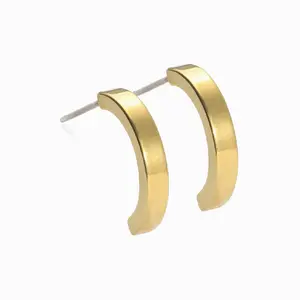 Blomdahl | Hypoallergenic | Golden Titanium Plain Curved Pendant Earrings | Best Choice For Sensitive Ears
