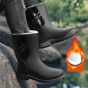 1pr Unisex Waterproof PVC Rain Boots - Casual Style, Solid Color, Slip-On Closure, Round Toe, Water-Resistant, EVA Insole, Non-Lining, for Fall/Winter Daily Use thick Men's Ownthegame Basketball Shoe Lightweight Hiking safety shoe men Sneaker Golf Shoes