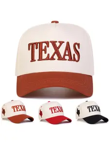 Texas Letter Embroidered Baseball Cap, Unisex Casual Outdoor Sports Hat, Adjustable Flat Brim Trucker Cap, Fashion Accessory All Seasons, Adjustable Bucket Hat, Adjustable Snapback Cap