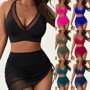 2 Piece Tankini Swimsuits,Mesh Sarong Wraps Bathing Suits Womens High Waisted Tummy Control Bikini Sets,Swimsuits for Women Swimwear Swimsuits for Curvy Women（gift)）