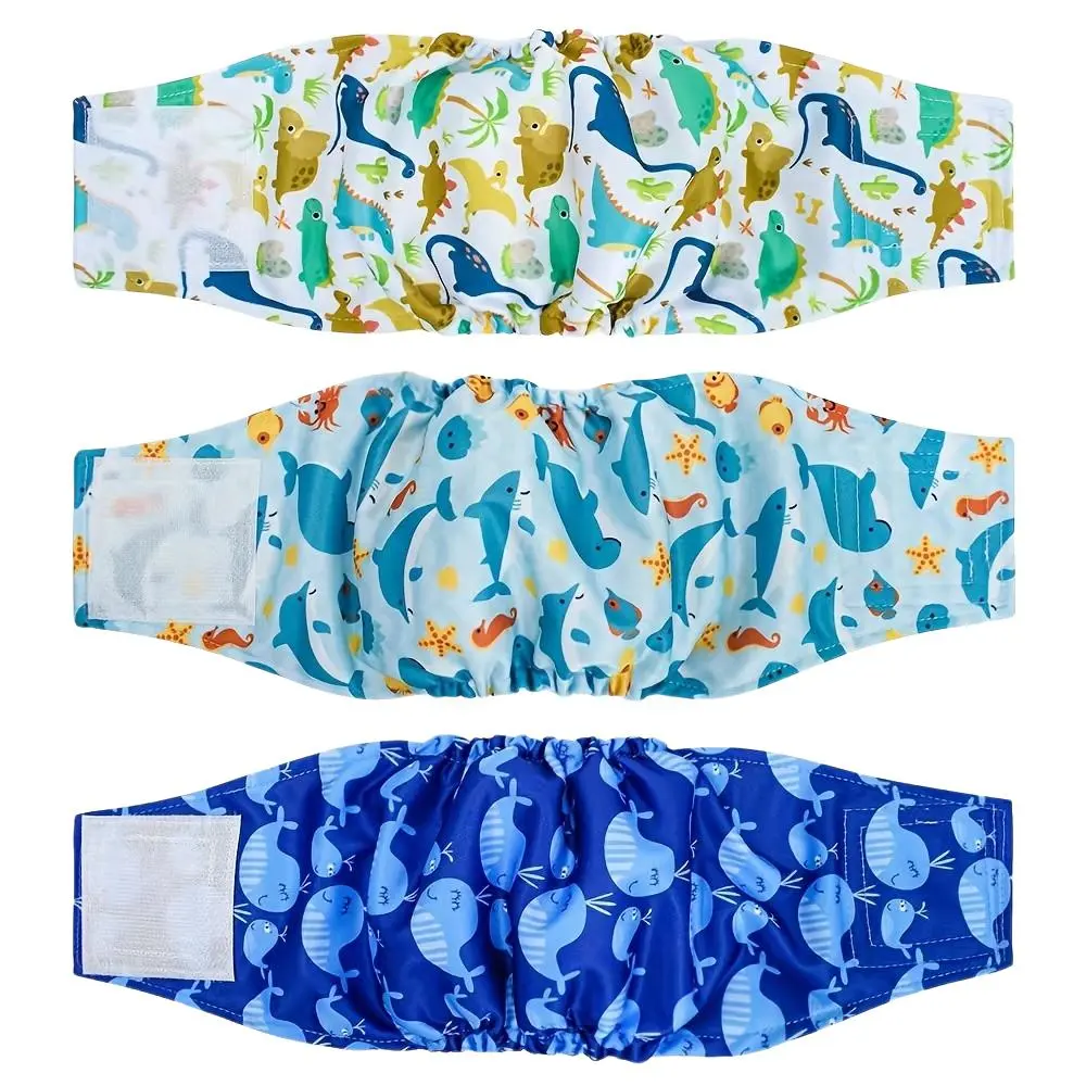 Reusable Washable Dog Diapers for Male Dogs, 3 Pack Pet Belly Wraps, Unscented Puppy Underwear, Pet Care Nappies, Washable Puppy Pads