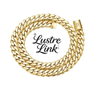 14K Gold Vacuum Plated Stainless Steel with Copper Black "S" Ear Clasp Miami Cuban Link Chain 6-14mm Necklace, Italy & Mexico Micro-Inspired Jewelry for Women & Men – Luxury Daily Wear, Fashion Gift, Chicano, Classic, Hip Hop, Simple, Sporty, LGBT