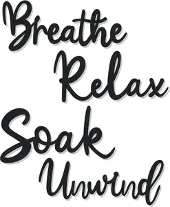 4 Pcs Bathroom Decor Wooden Bathroom Wall Sign Black Bathroom Decor Relax Unwind Soak Breathe Wall Art Fresh Hollow Sign for Bathroom Washing Room Laundry Room Toilet