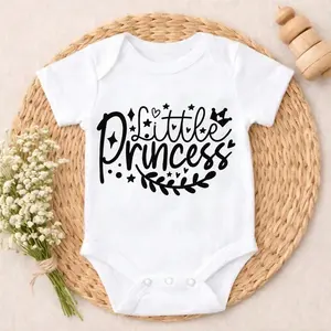 Cotton Baby Bodysuit Little Princess Print 100% Pure Cotton Non-Irritating Snap Closure Breathable Cute Print Perfect For Daily Wear