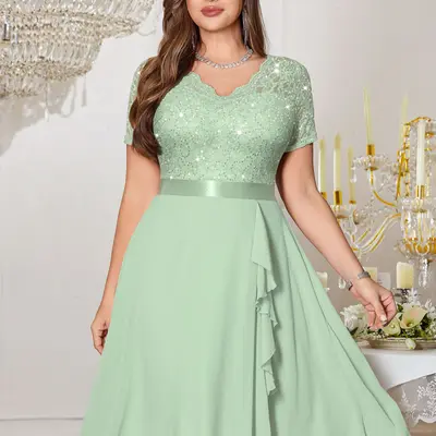navy blue sparkly dress short Adrianna Papell Short Sleeve Linear 3D Floral Beaded Gown main image 0
