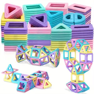 Medium Size Macaron Color Magnetic STEM Toys, Magnetic Building Tiles, 3D Creative and Educational Construction Toys, Birthday Gifts, Learning Educational Building Set Toys, Random Colors, Perfect Birthday & Halloween Gift