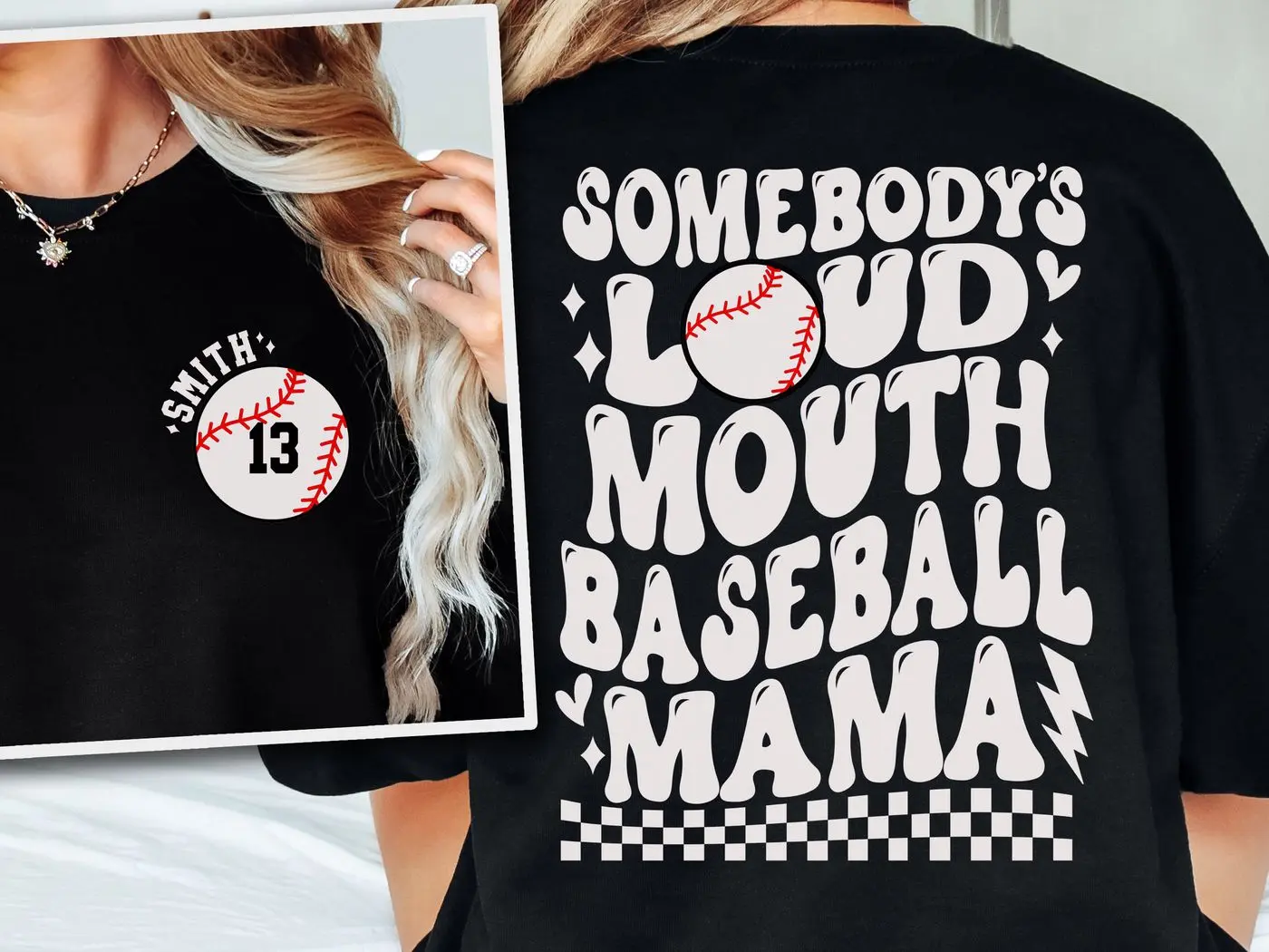 Custom Baseball Mom Shirts, Personalized Baseball Shirt, Somebodys Loud Mouth Baseball Mama Tshirt Top Game Day Tee