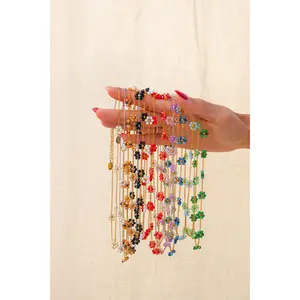 Sandy Pearl Flower Necklace - Summer Pretty Necklace