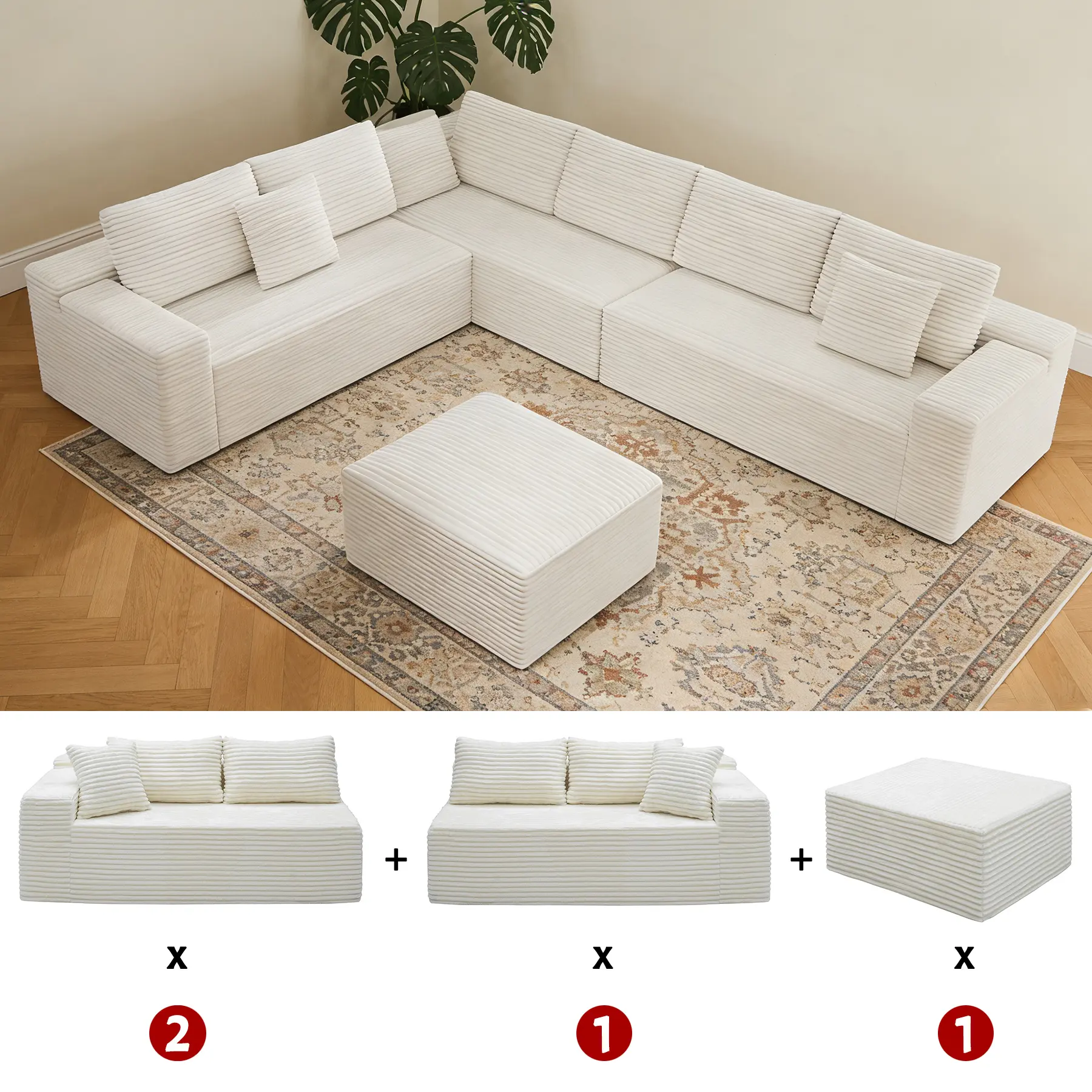 White-Left Facing Chaise