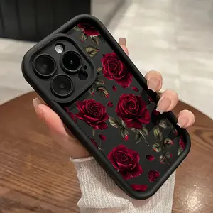 Phone Case for iPhone 15 Plus 16 Pro Max 14 13 12 11 XR XS Gorgeous Roses Pattern Anti-Scratch Shockproof TPU Bumper Drop-proof Cover