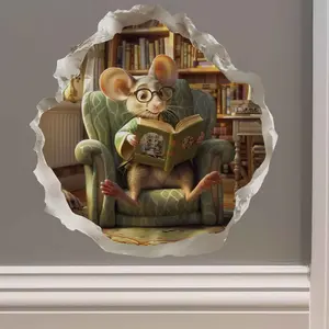 Cozy Reading Mouse Hole Decal Cozy Reading Mouse Hole Decal