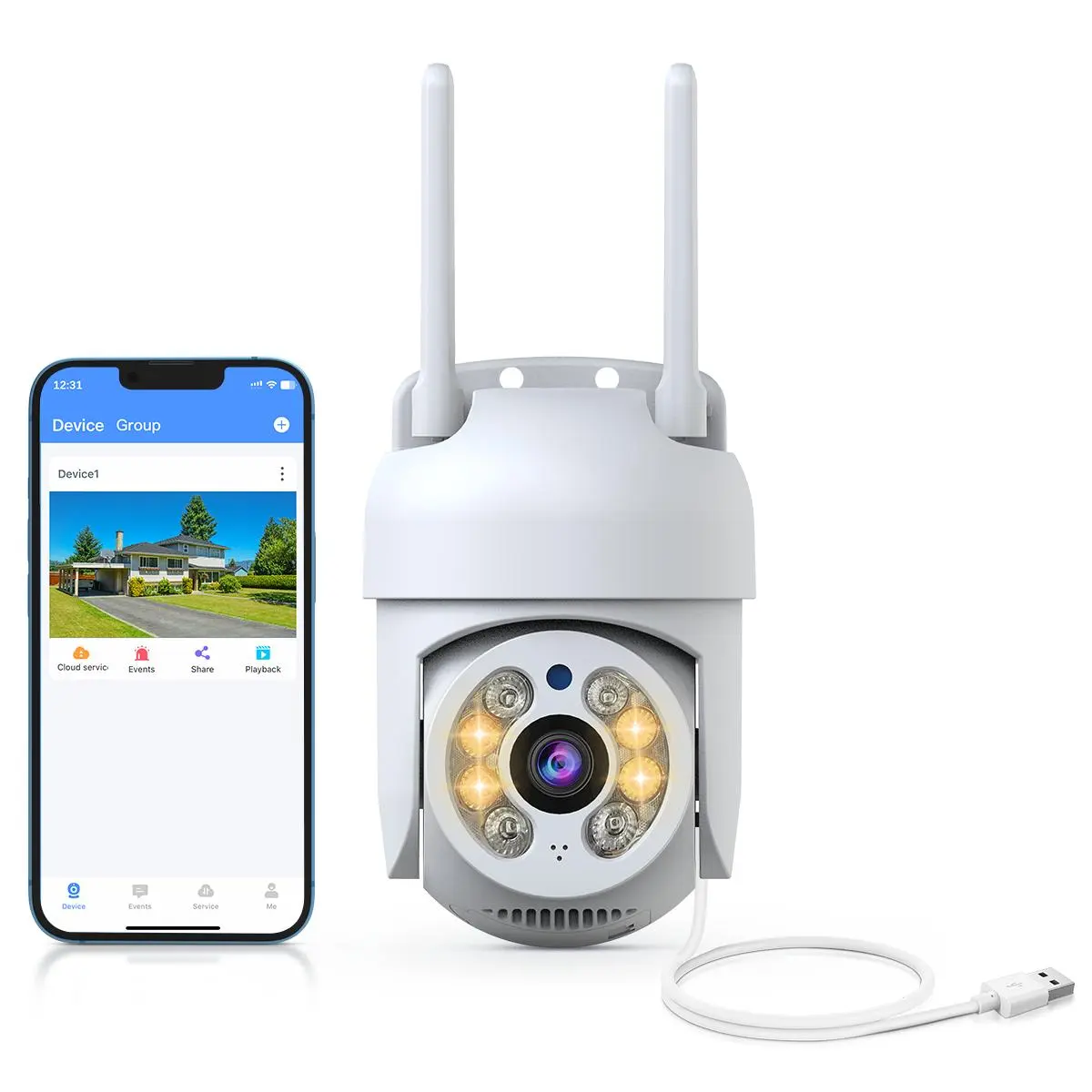 Outdoor IP65 Waterproof 3MP Security Camera, HD Video Surveillance, Motion Detection, Pet Monitoring, Smartphone Compatible