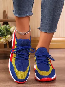 Women's Cushioned Athletic Running Shoes, Breathable Mesh Workout Sports Sneakers, Anti-Slip Arch Support Fitness Trainers, Thick Sole Design