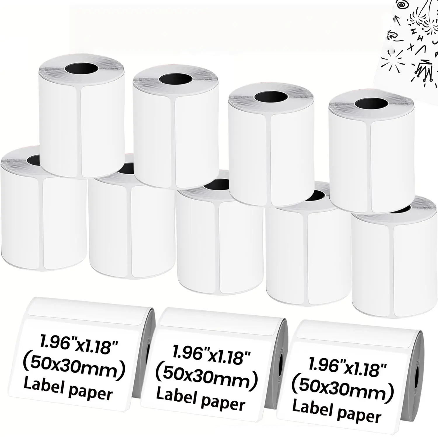 White thermal labels, perforated address labels, self-adhesive thermal paper labels, compatible with M220/M200/M120/M221/M110/M150/P50 label printers, multipurpose white thermal paper, suitable for home, school, office, addresses, barcodes, and other uses