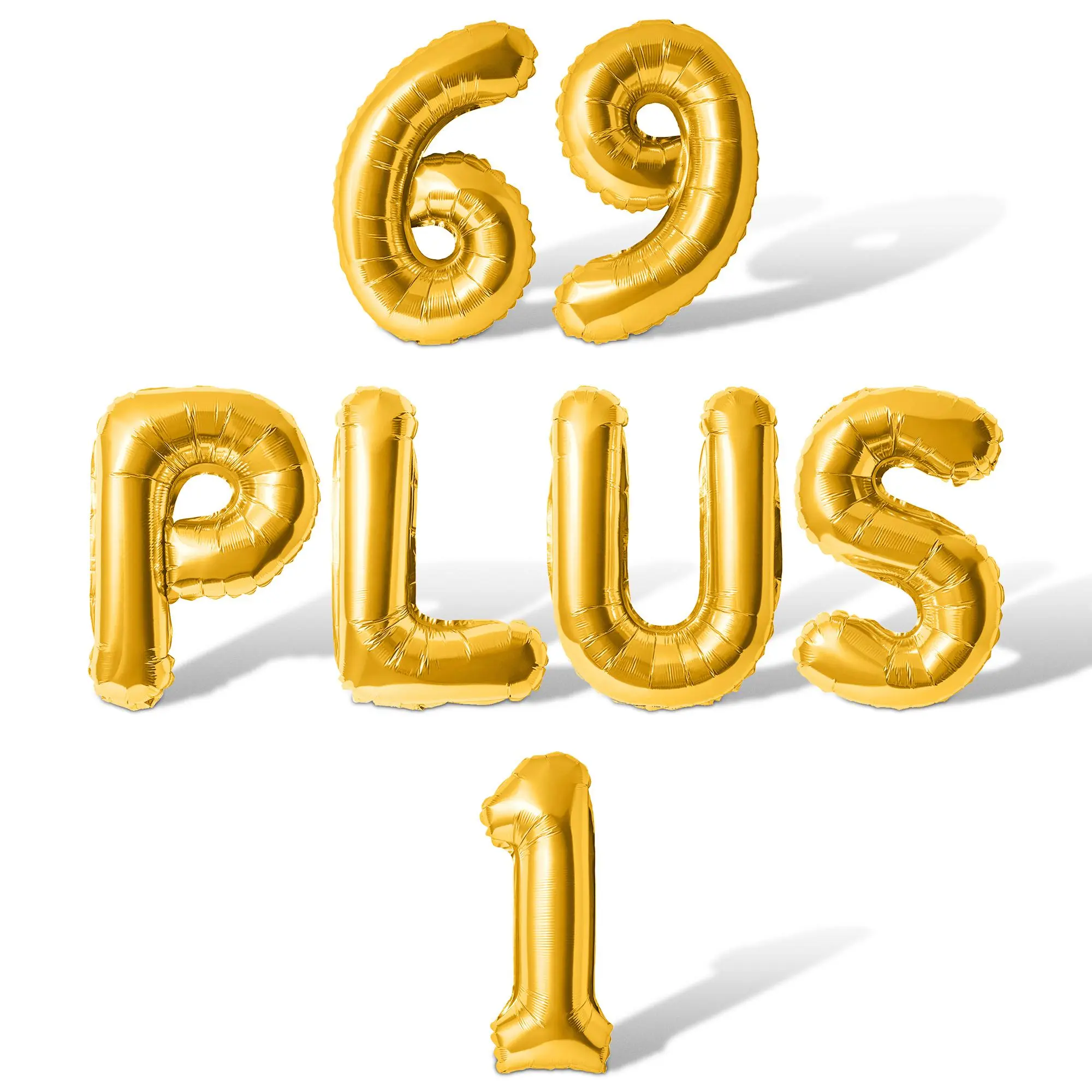 Letter Balloons - 69 PLUS 1 16" Inch Alphabet Letters Foil Mylar Balloon 70th Birthday Party Banner