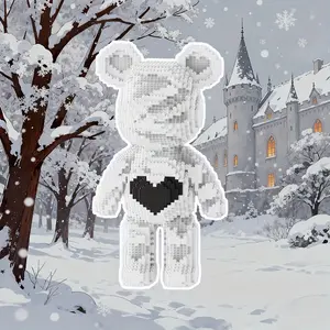 Heart Bear Teddy Bear 3D Puzzle Building Blocks Decoration, Bookshelf Home Office Cabinet Decor, Party Living Room TV Stand Display Gift