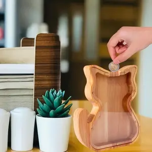 Animal Shape Money Box, Holiday Gift, Creative Craft, Wooden Decorative Item, Unique Savings Vase, Perfect for Festive Occasions