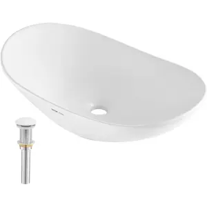 VEVOR Rectangle Vessel Sink, 24x 13.8 Bathroom Vessel Sink Countertop, White Ceramic Bathroom Sinks Above Counter, Modern Style, Bright and Elegant, Well - Packaged for Bathroom, Hotel, Toilet, RVVEVOR Super Brand Day