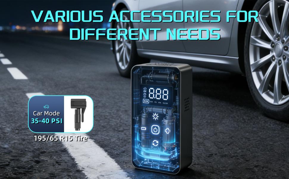 Portable Wireless Air Compressor, Cordless Tire Pump, Multifunction Inflator, Suitable for Car Tires, Bicycle Tires and Sports Balls Portable Wireless Air Compressor, Cordless Tire Pump, Multifunction Inflator, Suitable for Car Tires, Bicycle Tires and Sports Balls