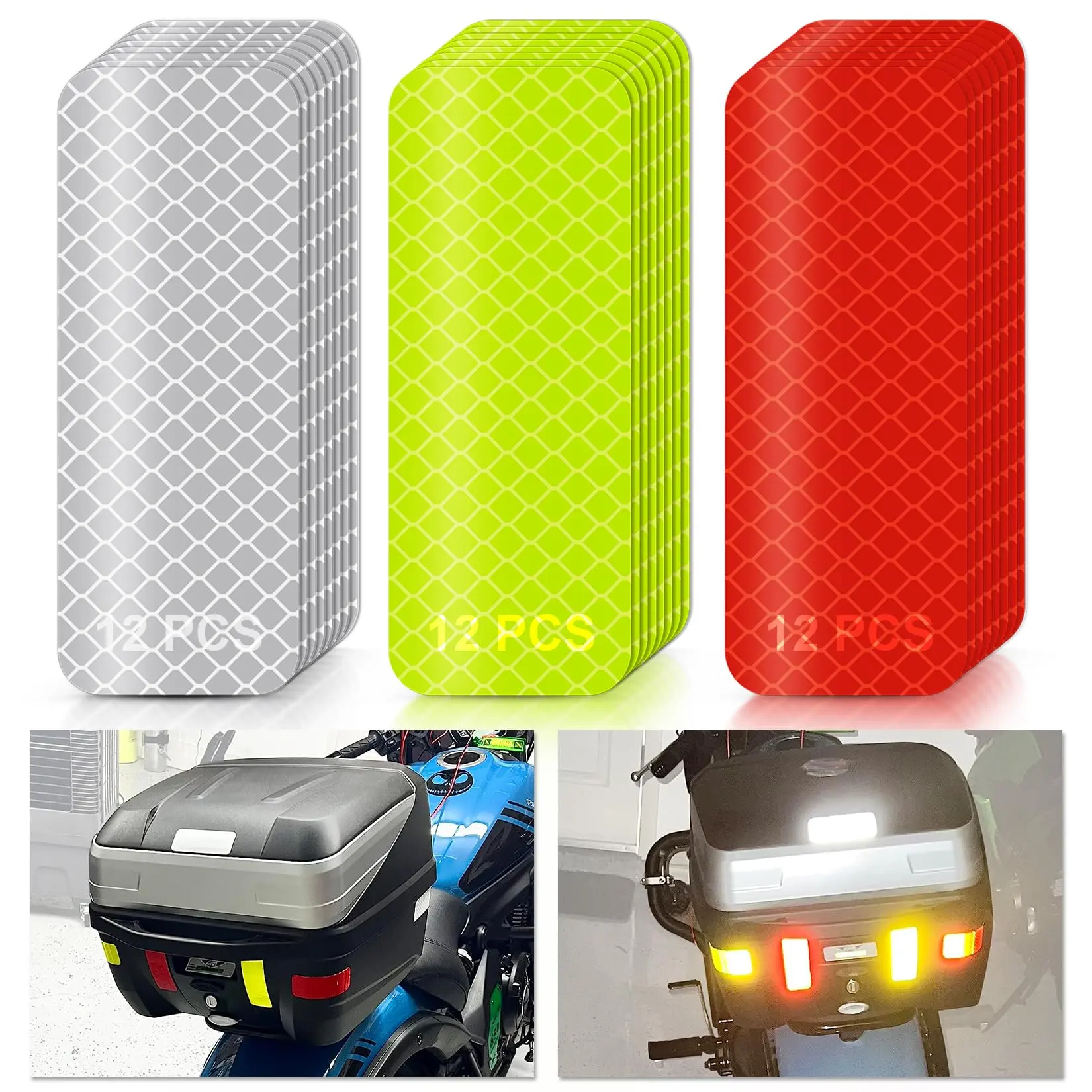 High-Visibility Reflective Stickers for Safety，36 PCS High Visibility Reflective Tape Waterproof Reflective Strips Bulk Safety Reflective Tape for Car Motorcycle Bike Trailer H