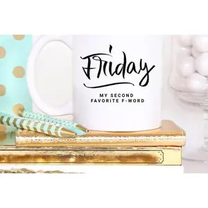 Magenta Shadow "Friday My Second F-Word" Coffee Mug - Ceramic Reusable Tumbler for Enthusiasts & Collectors - Limited Stock Drinkware - Washable & Reuse Friendly Printed Cup