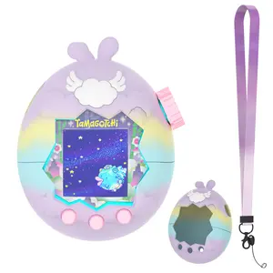 OAJ Cute Bunny Angel Silicone Case for Tamagotchi Paradise, Made of Genuine Liquid Silicone, Full-Body Protection for Virtual Pet, Silky-Soft Touch Game Machine Cover, Anti-Scratch & Shockproof Kawaii Accessory, Purple Ombré Lanyard for Girl Travel