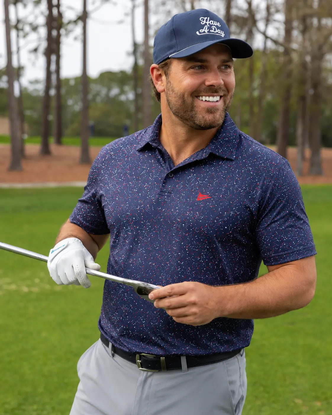 The USA Splatter Navy Polo, Men's Short Sleeve Performance Polo, Golf Polo Shirt, Men's Short Sleeve Polo, 3D All Over Print Shirt, Gift For Men